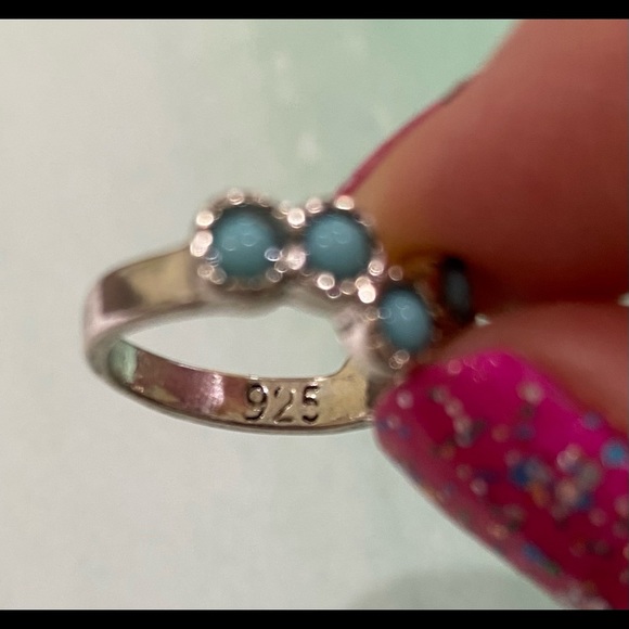 ❤️ 2 for $10 ❤️ New Silver Turquoise Rings - Size 6 or 7 - Picture 3 of 4
